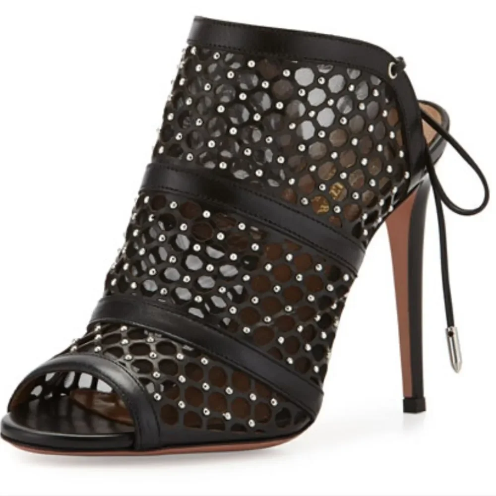 Aquazzura Like New Blondie Studded Leather Heels - Picture 7 of 8